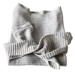 One Grey Day Revolve NWOT Grey Cotton Pointelle Long Sleeve Boat Neck Sweater XS